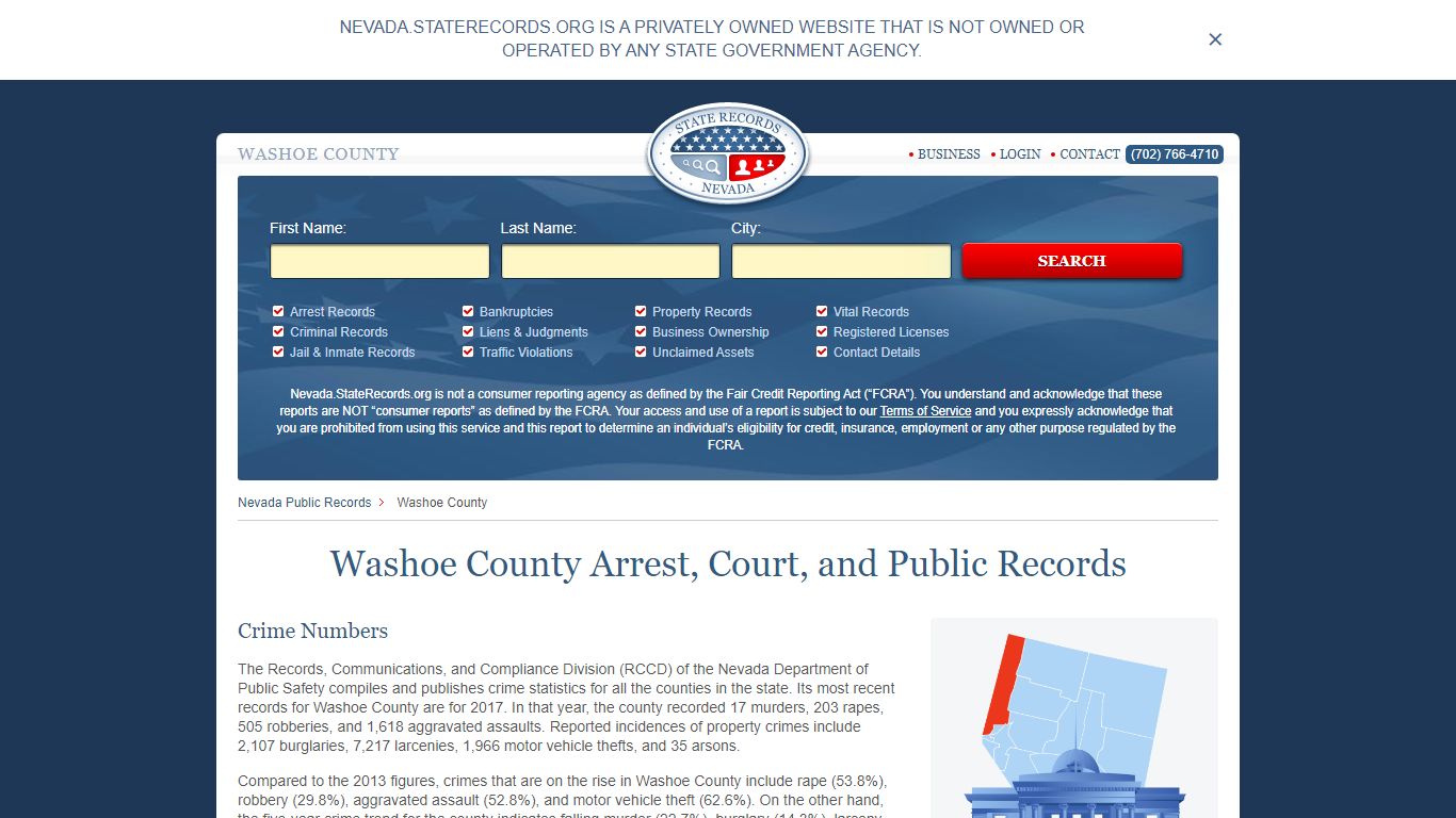 Washoe County Arrest, Court, and Public Records